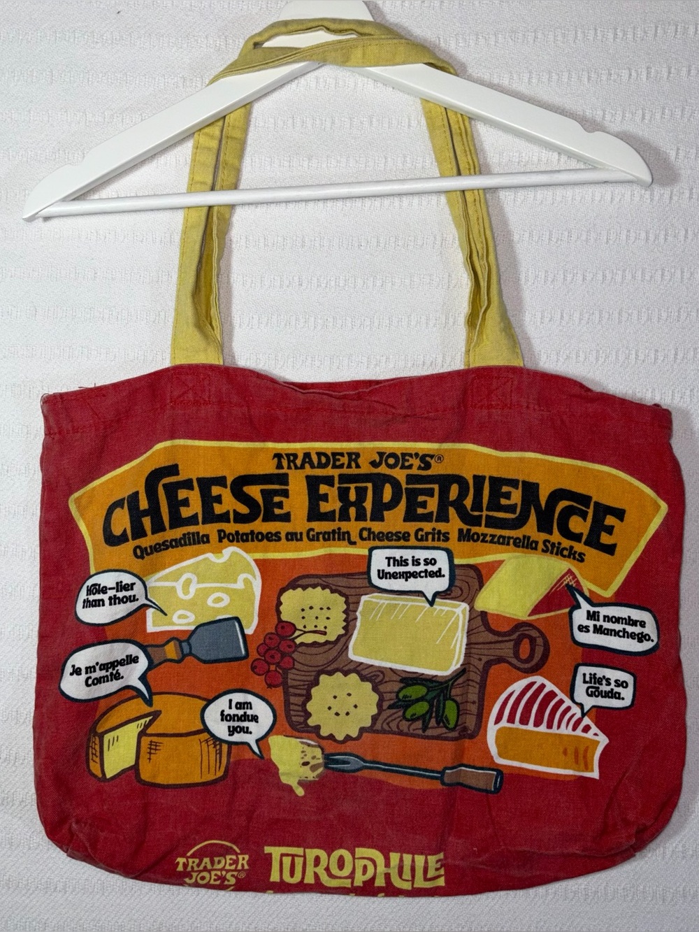 Trader Joe’s Reusable Canvas Grocery Shopping Bag Cheese Adventures Limited Run - Picture 4 of 8